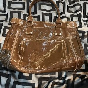 Longchamp rodeo brown patent leather bag
